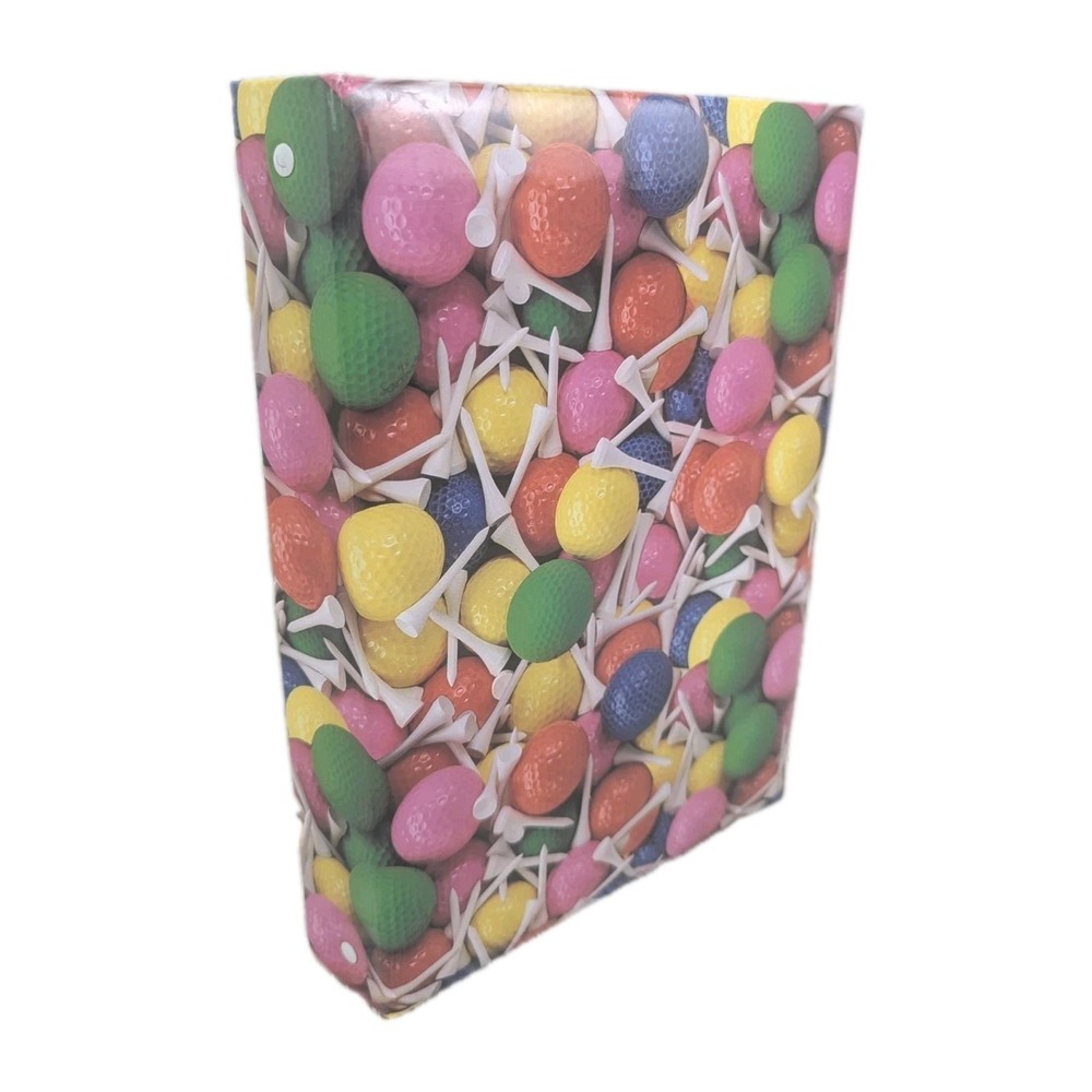 Vintage Golf Ball Tee Photo Album Holds 60 Photos 80s 90s Vibrant All Over Print